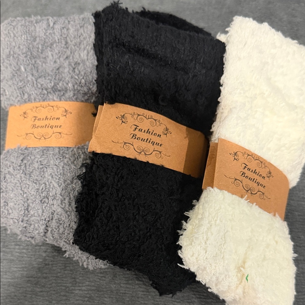 Cozy Fuzzy Cabincore Warm Winter Fall Neutral Socks